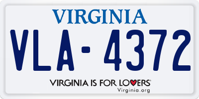 VA license plate VLA4372