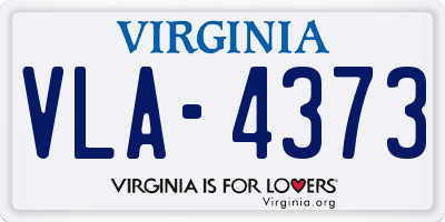 VA license plate VLA4373