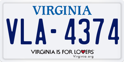 VA license plate VLA4374