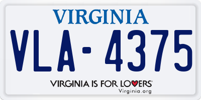 VA license plate VLA4375
