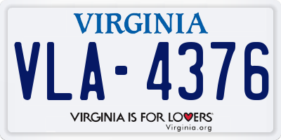 VA license plate VLA4376
