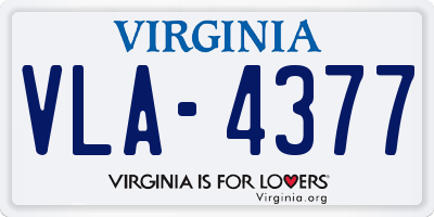 VA license plate VLA4377