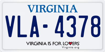 VA license plate VLA4378