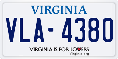 VA license plate VLA4380