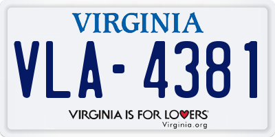 VA license plate VLA4381