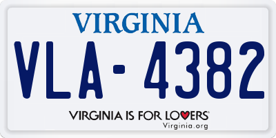 VA license plate VLA4382