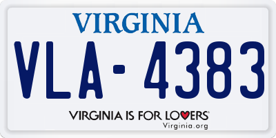 VA license plate VLA4383