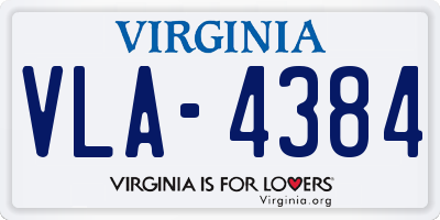 VA license plate VLA4384