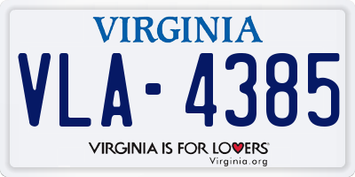 VA license plate VLA4385