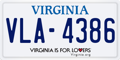 VA license plate VLA4386