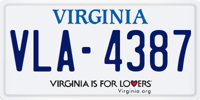 VA license plate VLA4387
