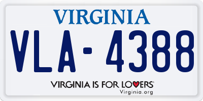VA license plate VLA4388