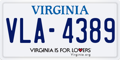 VA license plate VLA4389