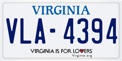 VA license plate VLA4394