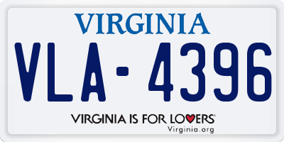 VA license plate VLA4396