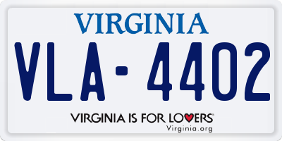 VA license plate VLA4402