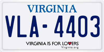 VA license plate VLA4403