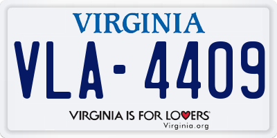 VA license plate VLA4409