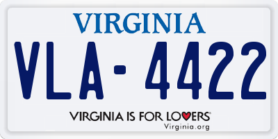 VA license plate VLA4422