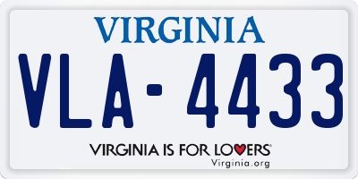 VA license plate VLA4433
