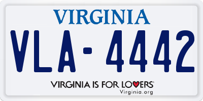 VA license plate VLA4442