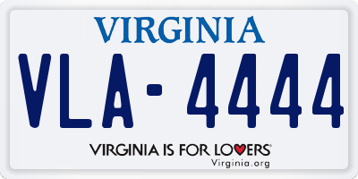 VA license plate VLA4444
