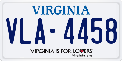 VA license plate VLA4458