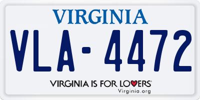 VA license plate VLA4472
