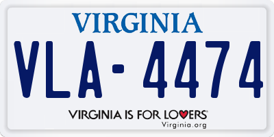VA license plate VLA4474