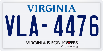 VA license plate VLA4476