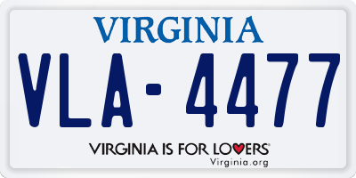 VA license plate VLA4477