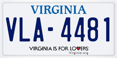 VA license plate VLA4481