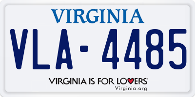 VA license plate VLA4485