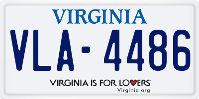 VA license plate VLA4486