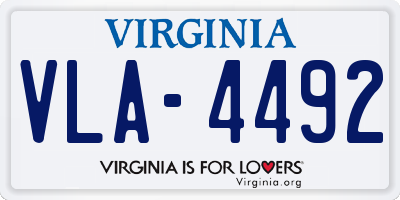 VA license plate VLA4492
