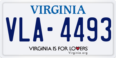VA license plate VLA4493