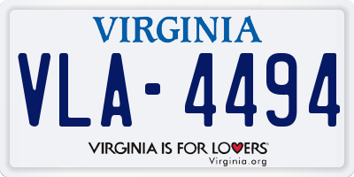 VA license plate VLA4494