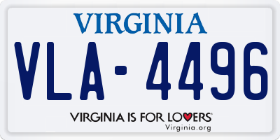 VA license plate VLA4496