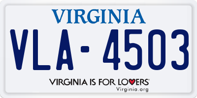 VA license plate VLA4503