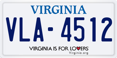 VA license plate VLA4512