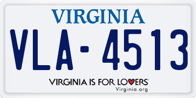 VA license plate VLA4513