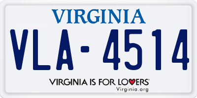 VA license plate VLA4514