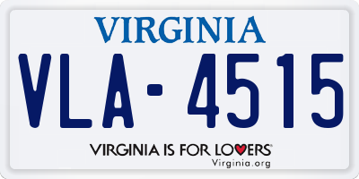 VA license plate VLA4515