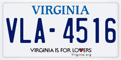 VA license plate VLA4516