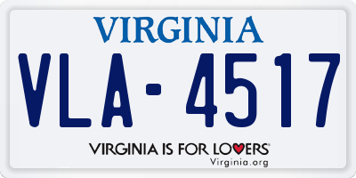 VA license plate VLA4517