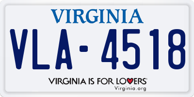 VA license plate VLA4518