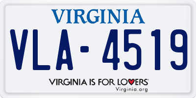VA license plate VLA4519