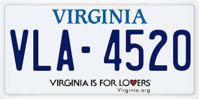 VA license plate VLA4520