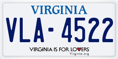 VA license plate VLA4522