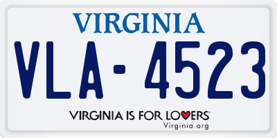 VA license plate VLA4523